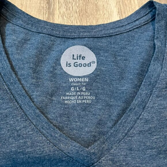 Life is Good Four Seasons Heart SS Tee, Dark Blue, Women's Large - Picture 3 of 6